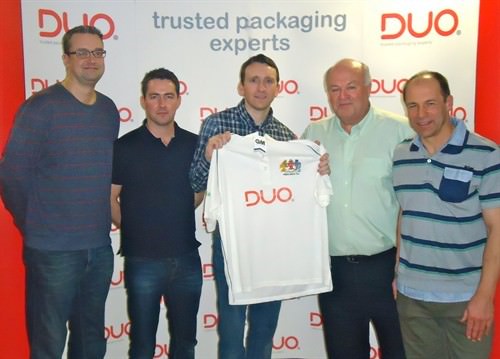 Prestwich Cricket Club Sponsorship - Anthony Brimelow Commercial Director holding cricket t-shirt