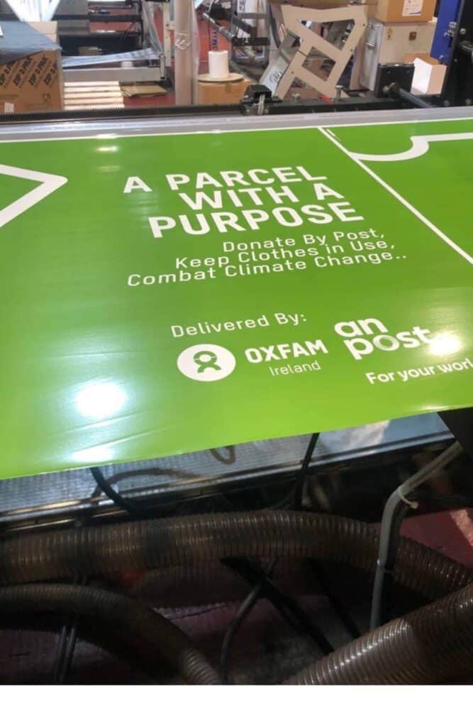 Duo Packaging sustainable mailing bags designed for Oxfam Ireland donation initiative.